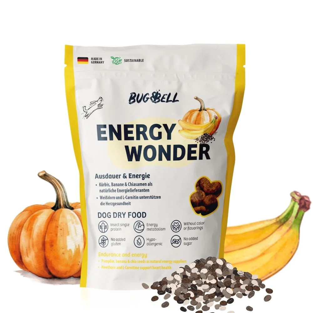 Alimento BugBell EnergyWonder - hipoalergénico, sem cereais, com proteína de inseto, banana e chia
