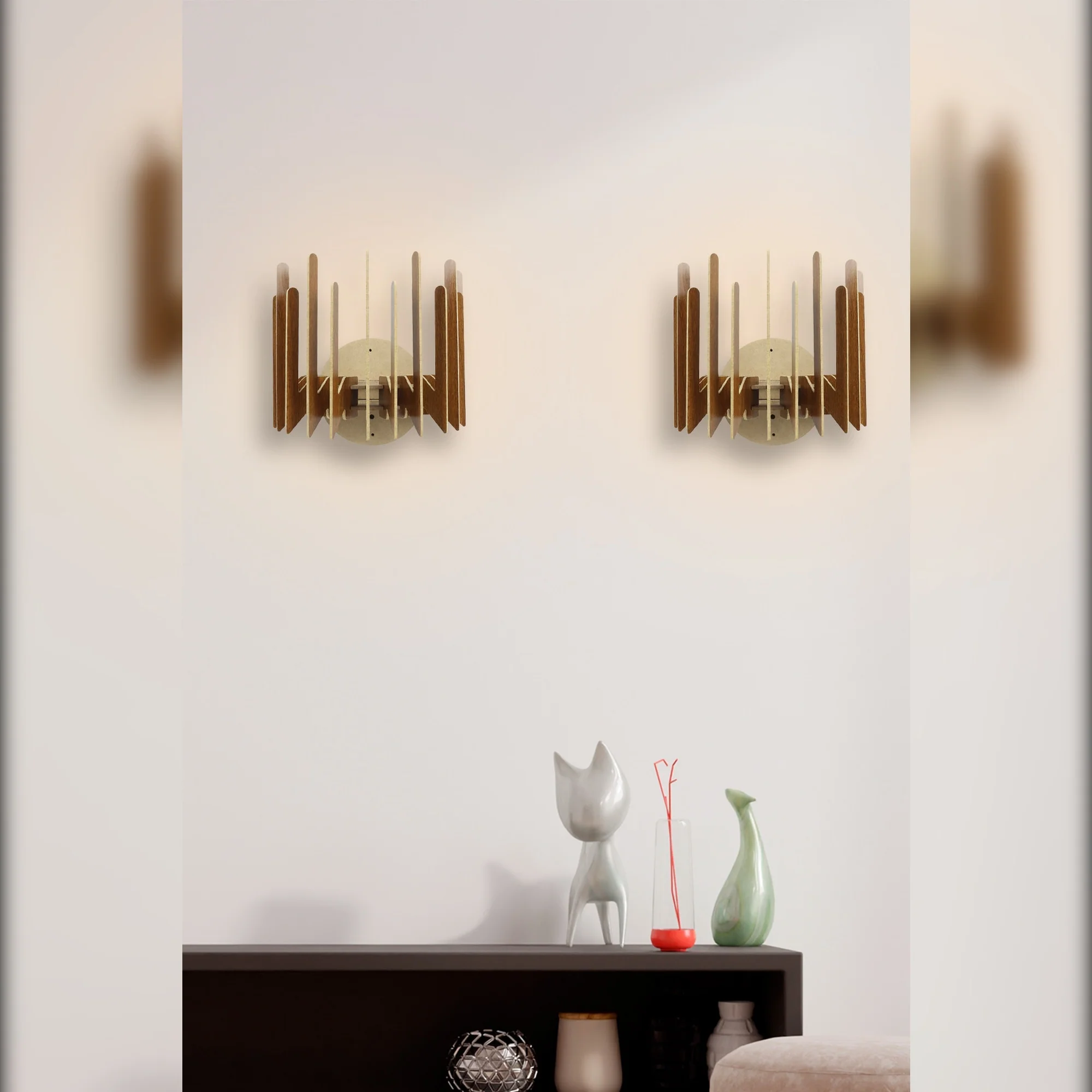 Aplicação De Parede, Dupla, Mdf, Noz, 20x24x22, Limite 27 Max 45 - 60 - Image 2