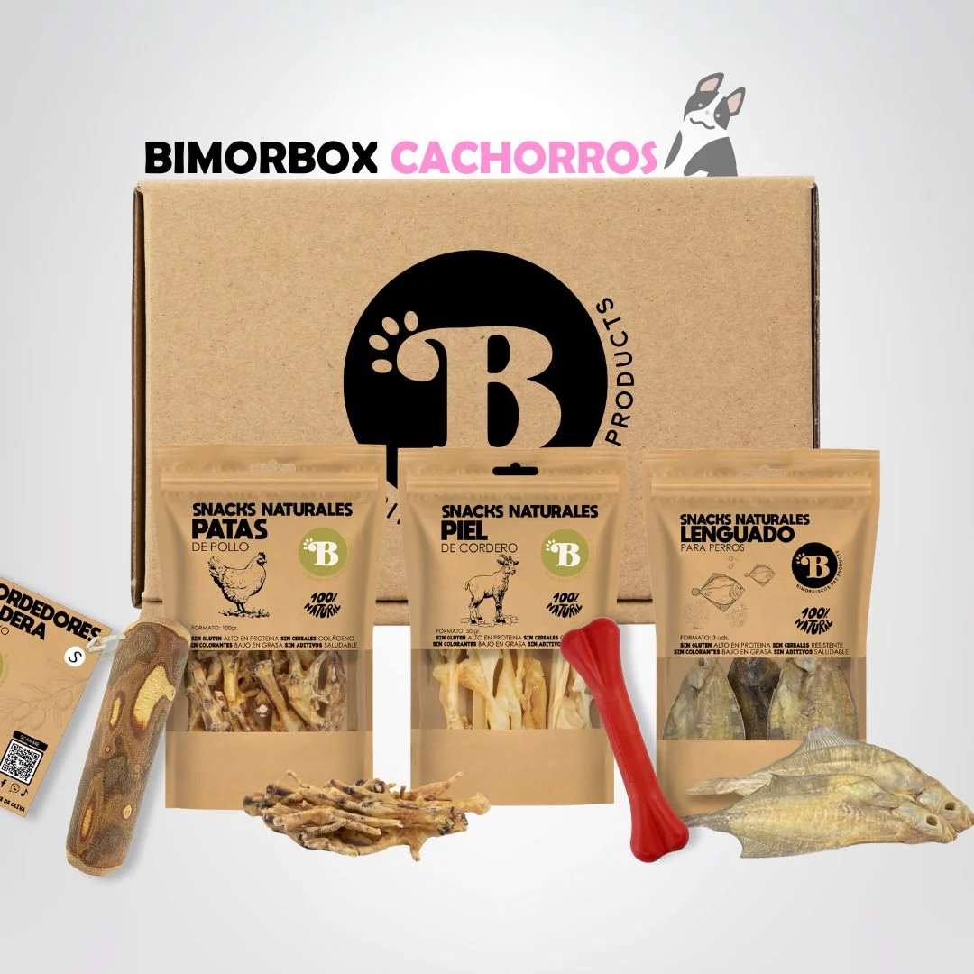 Bimorbox Cachorros Pequenos – Pack Económico Com Brinquedo, Mordedor De Azeitonas E Petiscos Sem Aditivos
