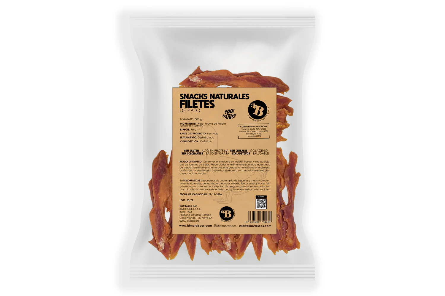 Bimordiscos Filetes De Pato Para Cães E Gatos - 500g