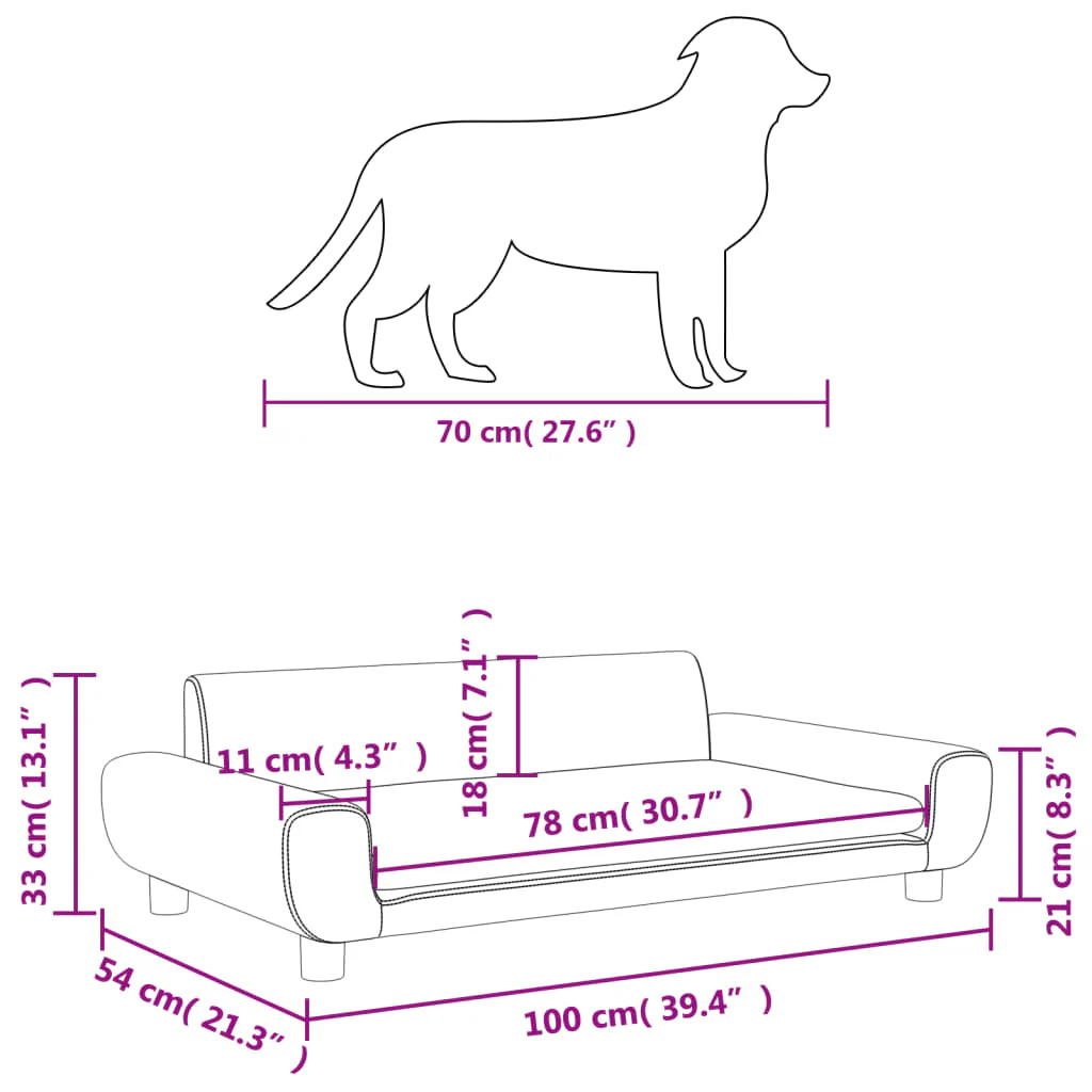 Cama De Cachorro De Veludo Cinza Claro 100x54x33 Cm / Vetonek - Image 3