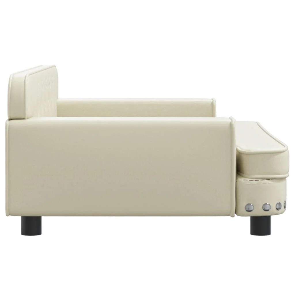 Cama De Cachorro Em Couro Sintético Creme 90x53x30 Cm / Vetonek - Image 4