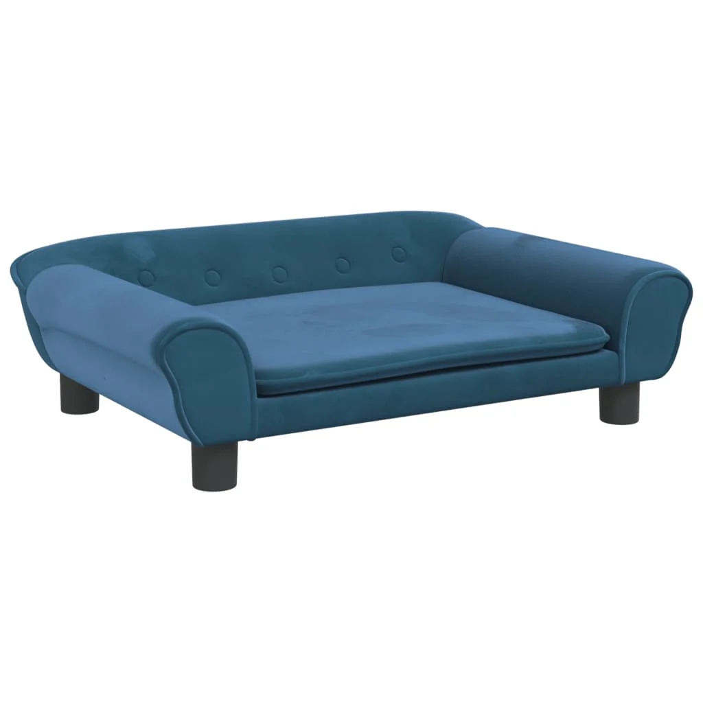 Cama Para Cachorro Em Veludo Azul 70x48x22 Cm / Vetonek