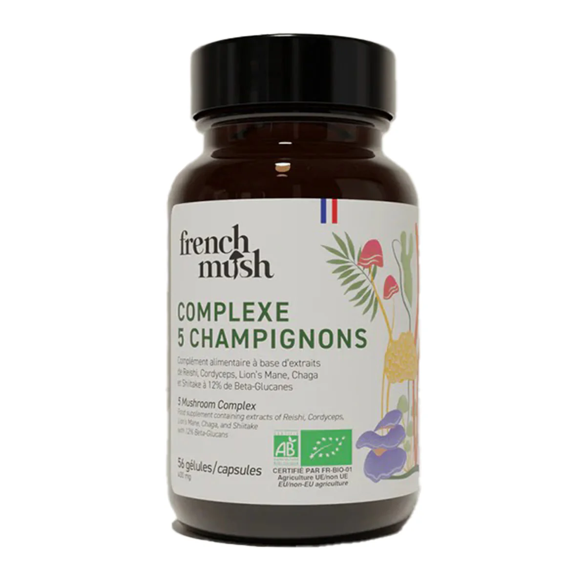 Cápsulas de Extractos Complejo 5 Hongos BIO French Mush 56uds