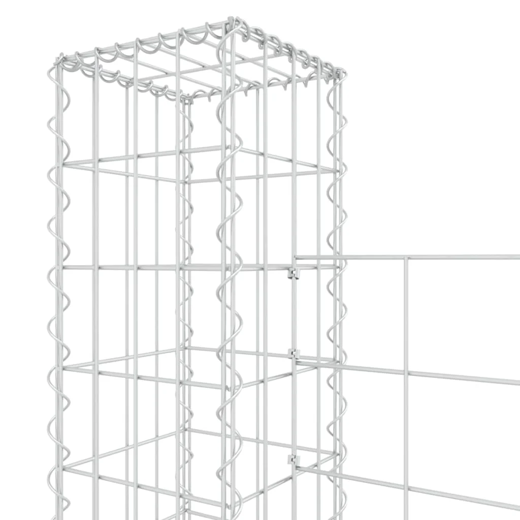 Cesto Gabião Em U 4 Postes De Ferro 380x20x150 Cm / Vetonek