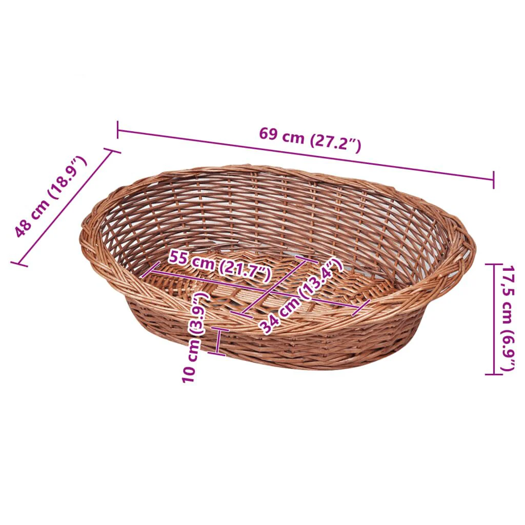 Cesto Para Cães/cama Para Animais De Estimação Salgueiro Natural 69 Cm / Vetonek - Image 3