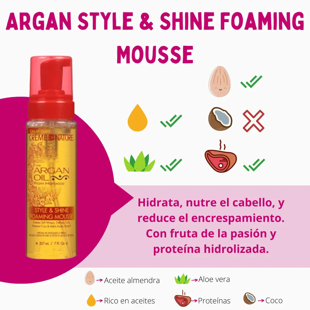 Espuma Argan Style And Shine Foaming Mousse Creme Of Nature 207ml - Image 2