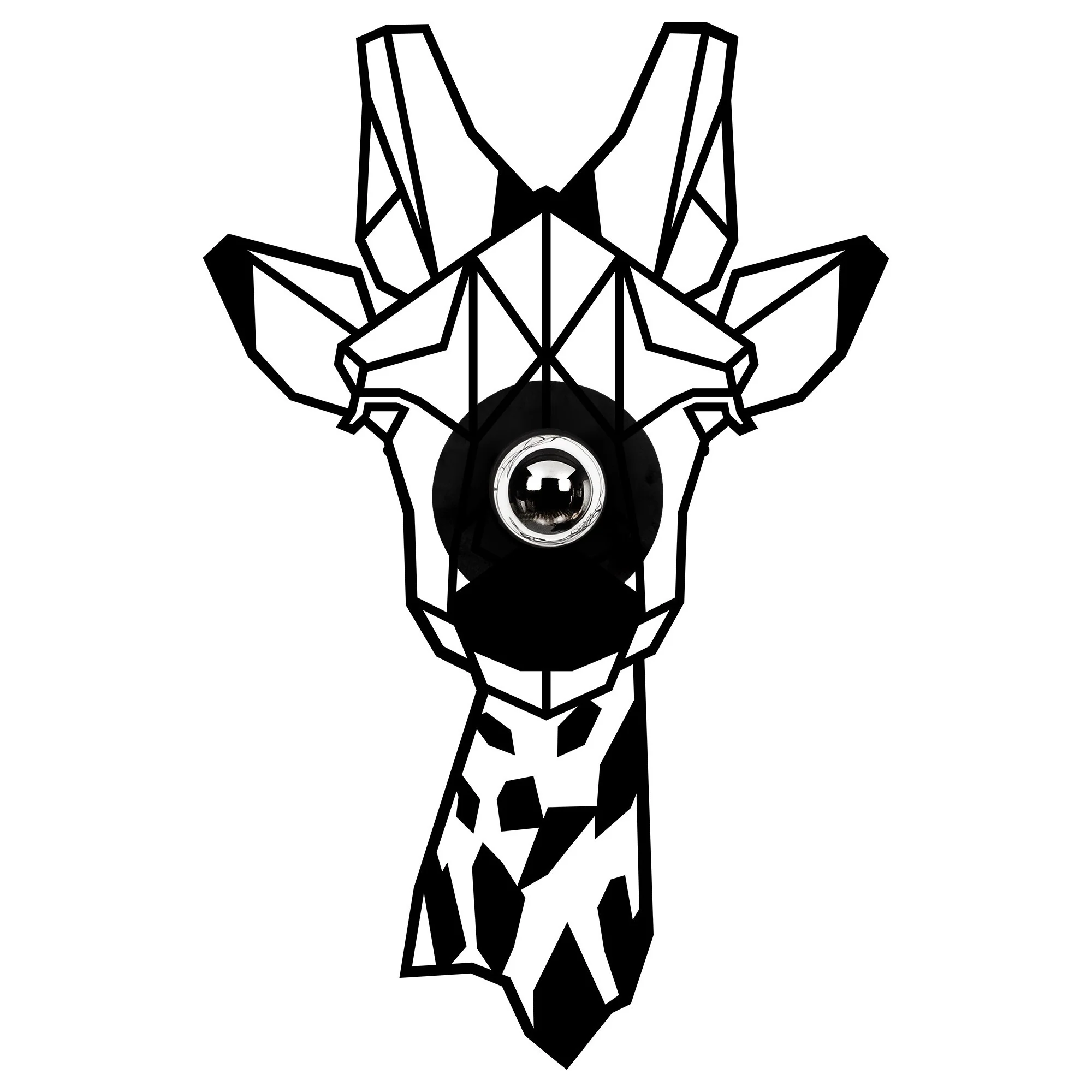 Girafa, Mdf, Preto, Aplicativo De Parede De 35x12x54