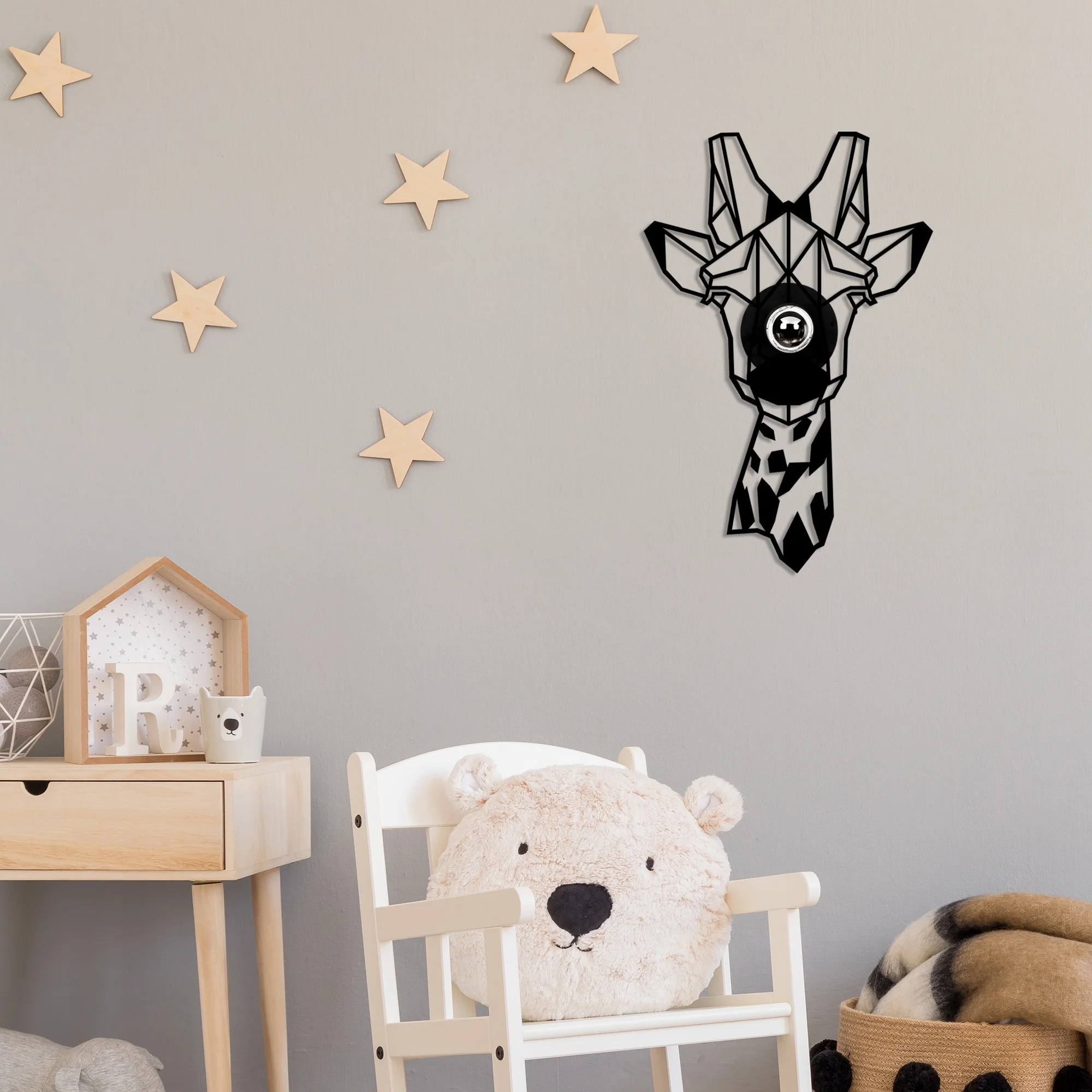Girafa, Mdf, Preto, Aplicativo De Parede De 35x12x54 - Image 6
