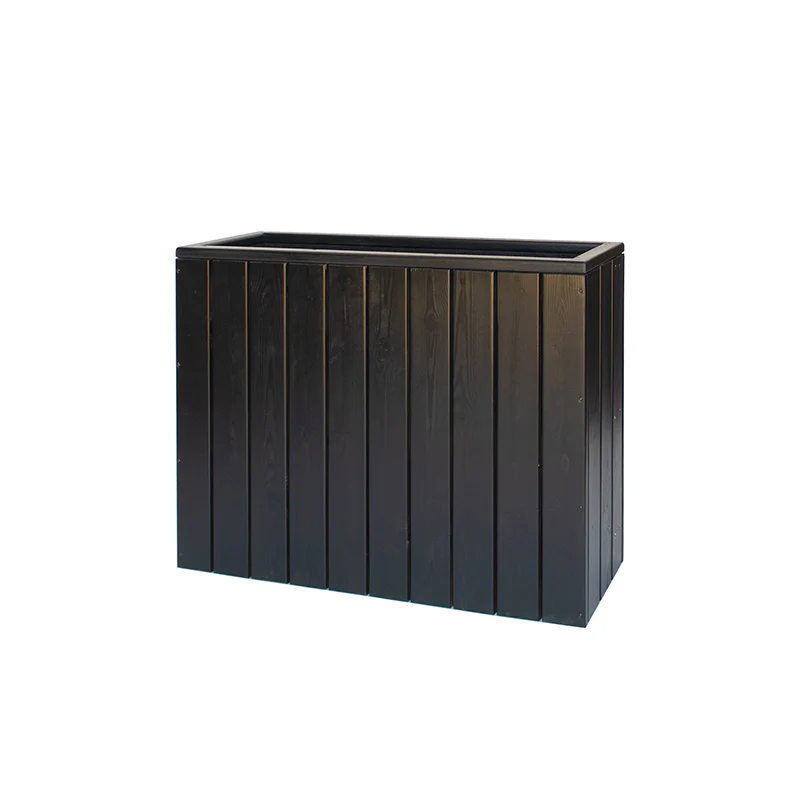 Jardinera Alta De Madera Autoportante 100 X 34,5 X 80 Cm Ebony Black Hortalia