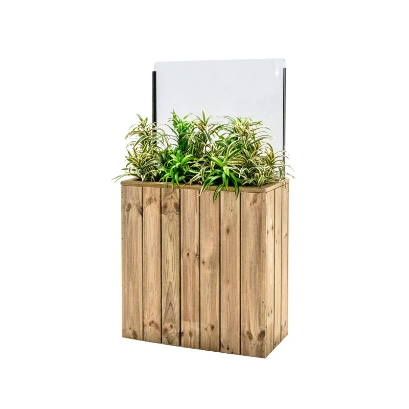 Jardinera Alta De Madera Autoportante Con Cortavientos 60 Cm 75 X 34,5 X 80 Cm Hortalia
