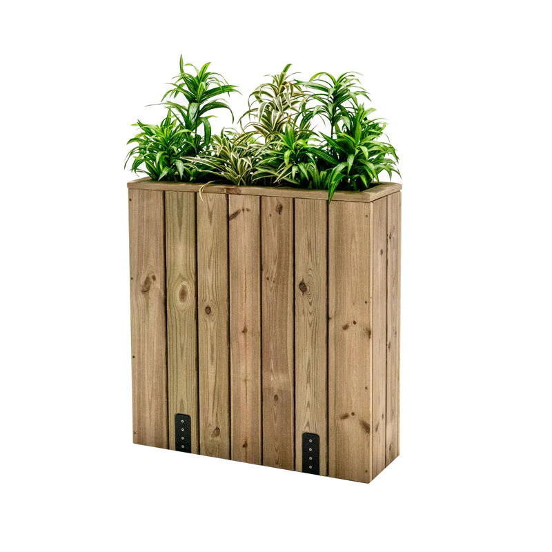 Jardinera Alta De Madera Con Anclaje Al Suelo 75 X 24 X 80 Cm Para Separar Terrazas Hortalia