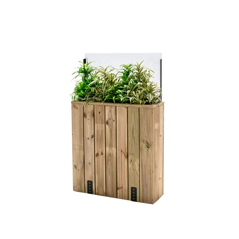Jardinera Alta De Madera Con Anclaje Al Suelo Y Cortavientos 40 Cm 75 X 24 X 80 Cm Hortalia