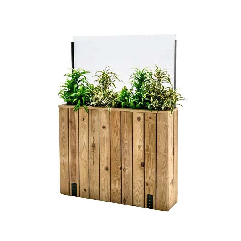 Jardinera Alta De Madera Con Anclaje Al Suelo Y Cortavientos 60 Cm 100 X 24 X 80 Cm Hortalia