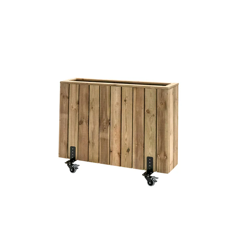 Jardinera Alta De Madera Con Ruedas Para Separar Terrazas 100 X 24 X 80 Cm Hortalia - Image 2