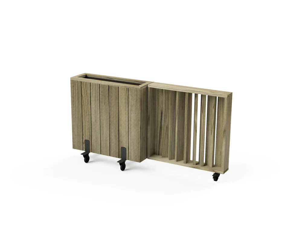 Kit Jardinera Alta De Madera Con Ruedas Y Barandilla Abatible 75 X 24 X 80 Cm Hortalia