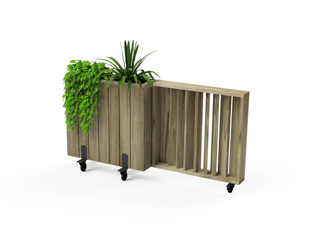 Kit Jardinera Alta De Madera Con Ruedas Y Barandilla Abatible 75 X 34 X 80 Cm Hortalia