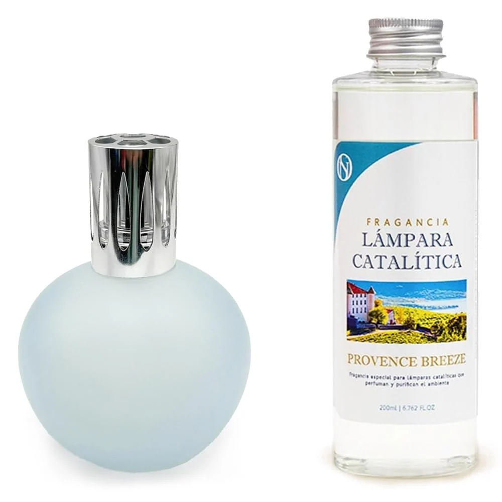 Lâmpada Catalítica Azul Acinzentado Mate + Aroma Provence Breeze 200ml - Elimina Os Maus Odores, Impurezas E Perfuma