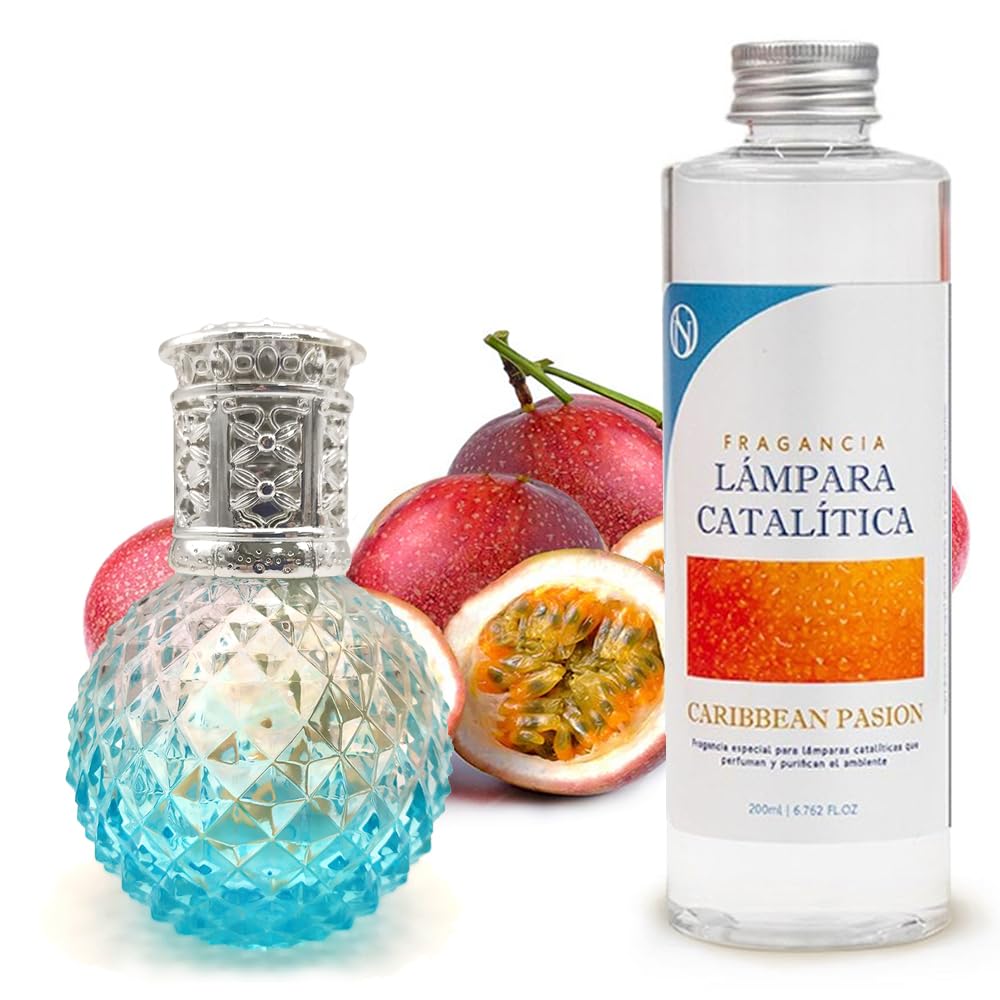 Lâmpada Catalítica Blue Diamonds + Aroma Caribbean Passion 200ml - Elimina Os Maus Odores, Impurezas E Perfuma