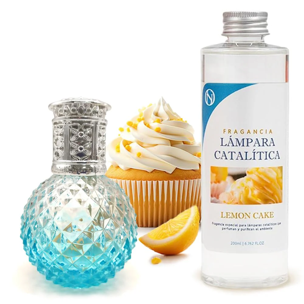Lâmpada Catalítica Blue Diamonds + Aroma Lemon Cake 200ml - Elimina Os Maus Odores, Impurezas E Perfuma