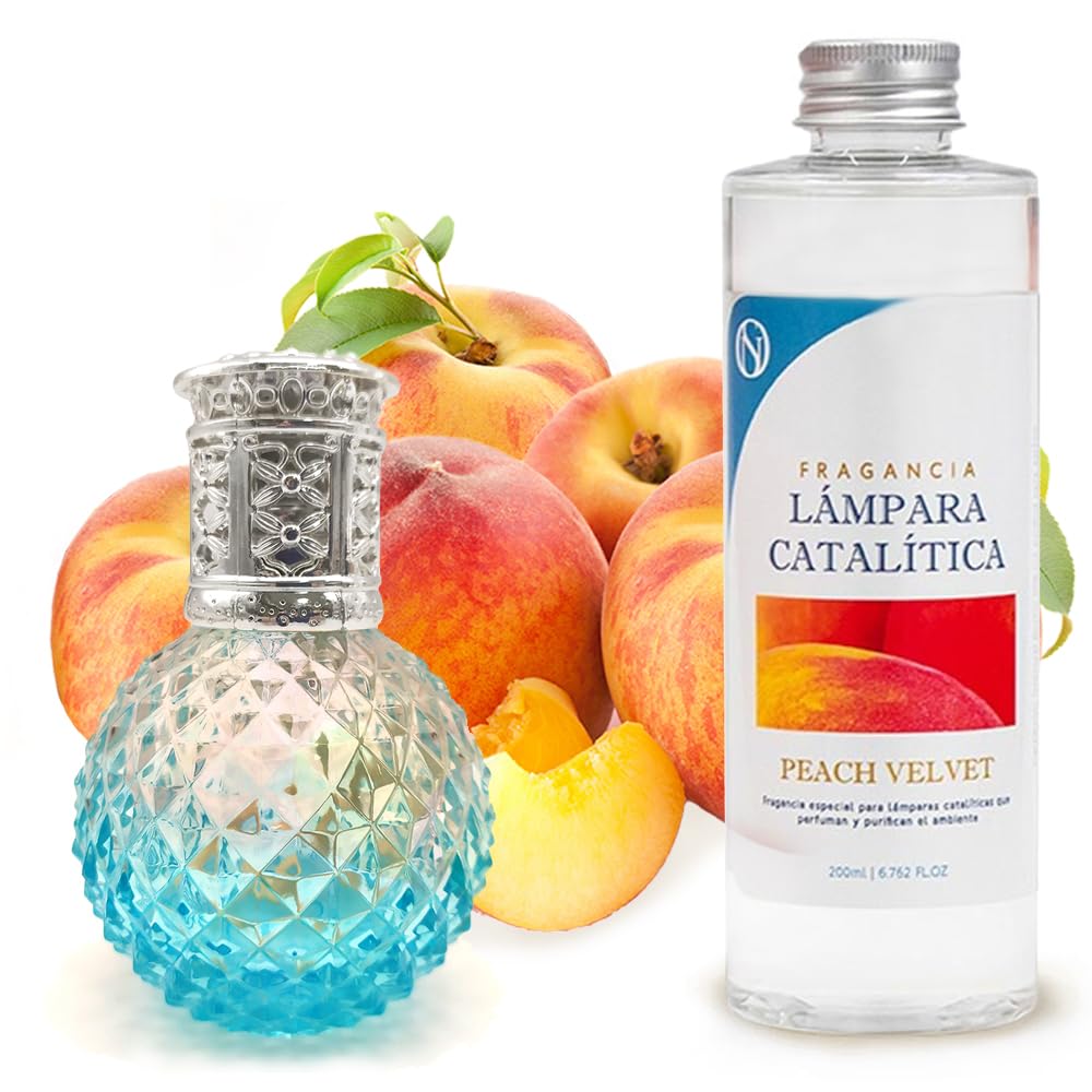 Lâmpada Catalítica Blue Diamonds + Aroma Peach Velvet 200ml - Elimina Os Maus Odores, Impurezas E Perfuma