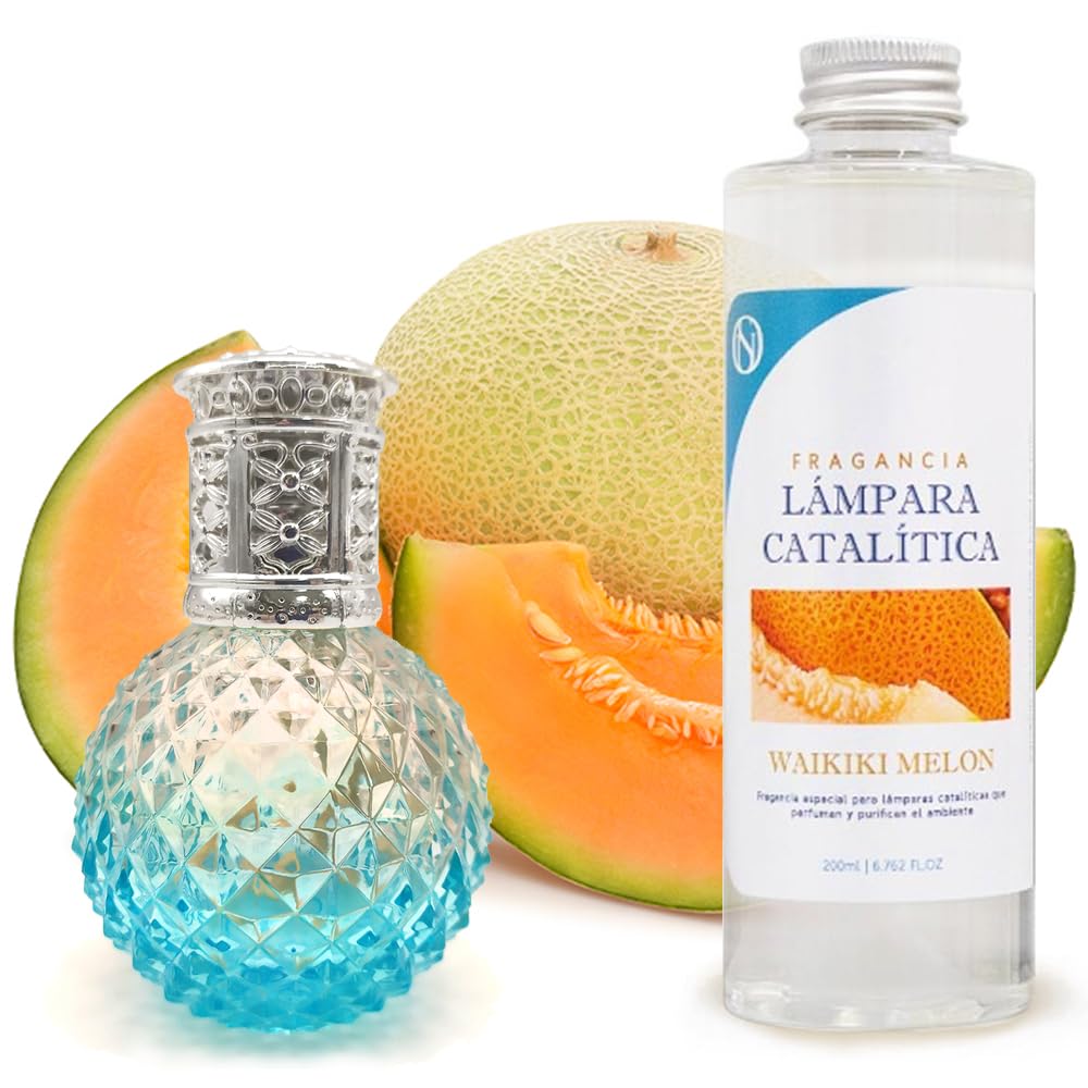 Lâmpada Catalítica Blue Diamonds + Aroma Waikiki Melon 500 Ml - Elimina Os Maus Odores, Impurezas E Perfuma