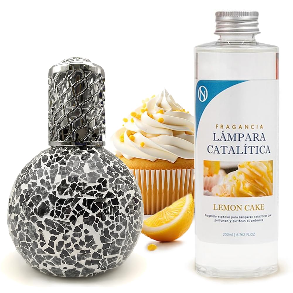 Lâmpada Catalítica De Maico Preto + Fragrância De Aroma Lemon Cake 500 Ml - Elimina Maus Odores, Impurezas E Perfuma
