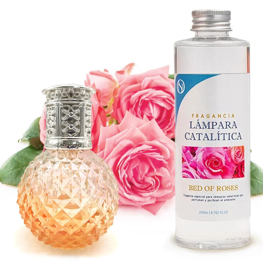 Lâmpada Catalítica Orange Diamonds + Aroma Bed Of Roses 500 Ml - Elimina Os Maus Odores, Impurezas E Perfuma
