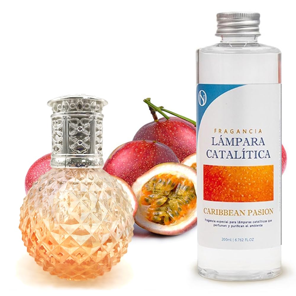 Lâmpada Catalítica Orange Diamonds + Aroma Caribbean Passion 500 Ml - Elimina Os Maus Odores, Impurezas E Perfuma