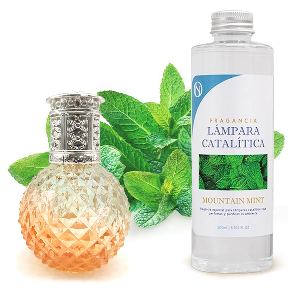 Lâmpada Catalítica Orange Diamonds + Aroma Mountain Mint 500ml - Elimina Os Maus Odores, Impurezas E Perfuma