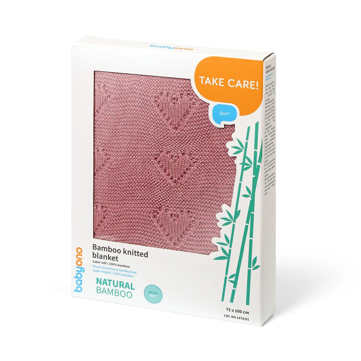 Manta natural para bebé Corações 100% Bambu Rosa - Image 2