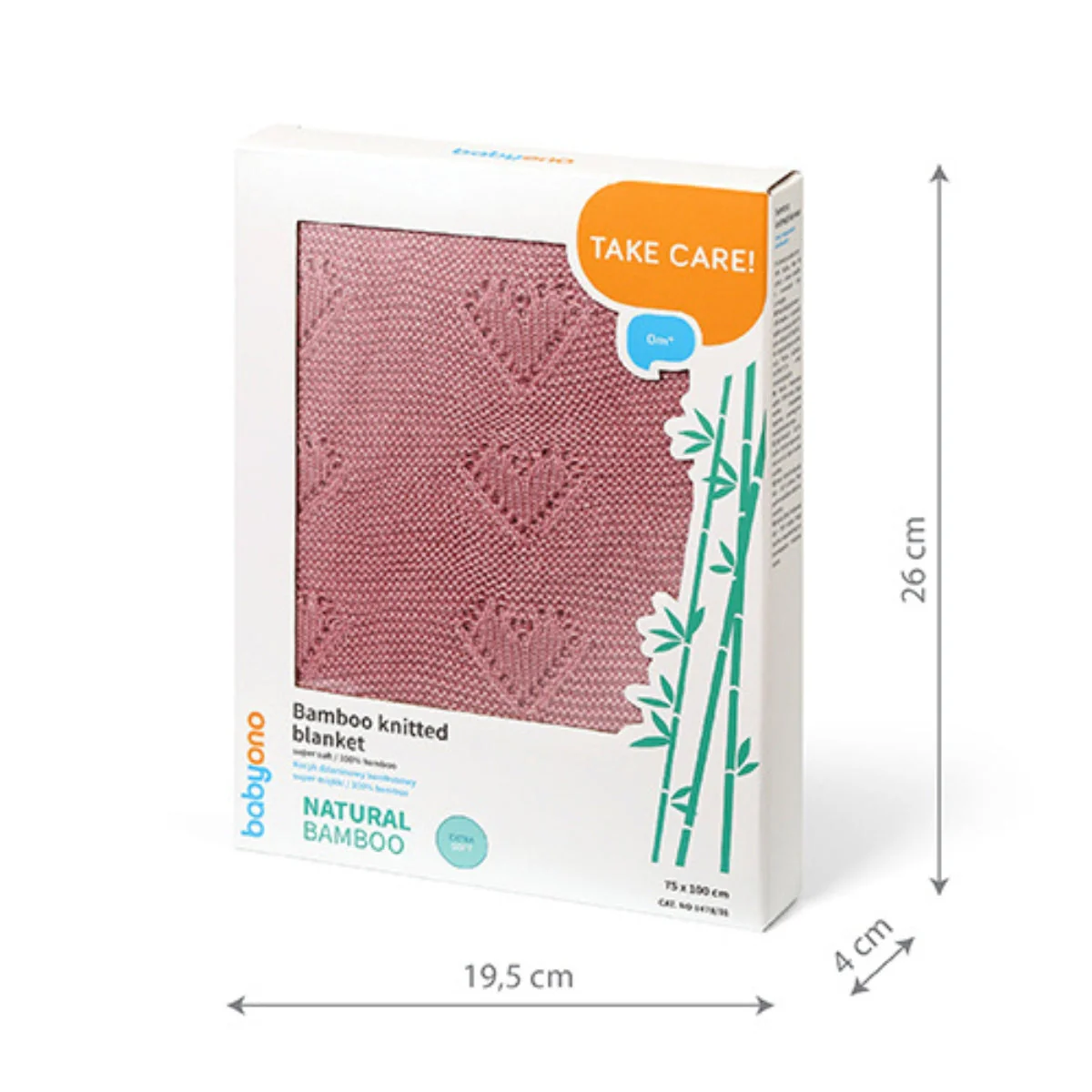 Manta natural para bebé Corações 100% Bambu Rosa - Image 3