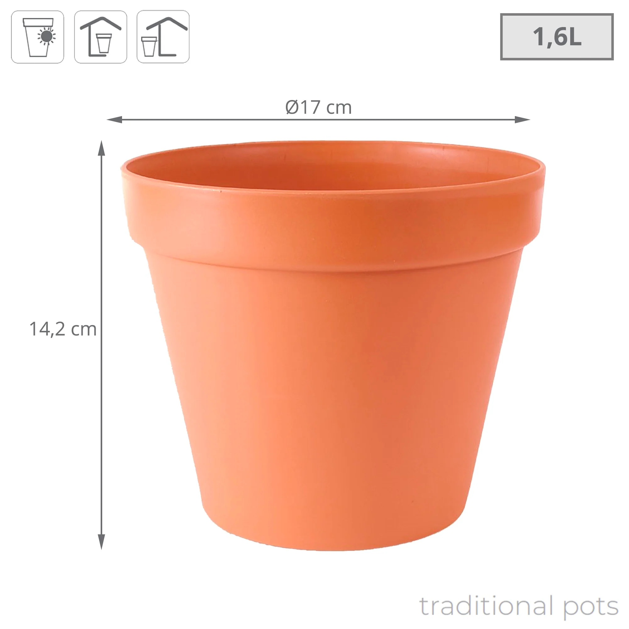 Método Glinka 1.6l., Dimensões (mm) 170x170x142, Cor De Terracota - Image 3