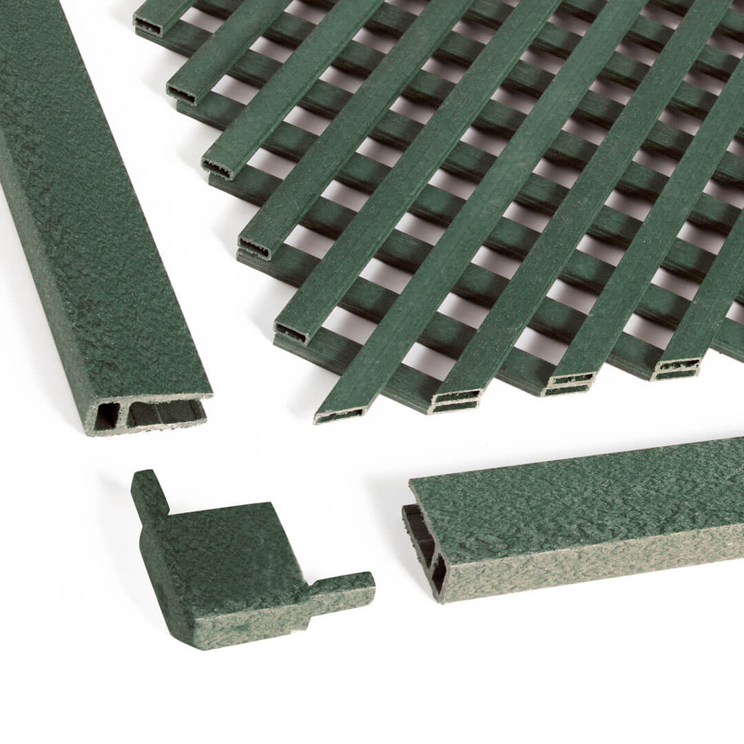 Pack Instalación Celosía Lop + 3 Perfiles + Kit Escuadras Verde 0.6x1.15 M