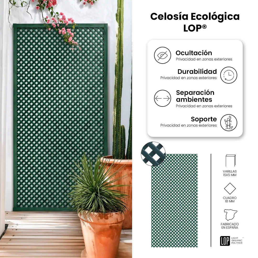 Pack Instalación Celosía Lop + 3 Perfiles + Kit Escuadras Verde 0.6x1.15 M - Image 5