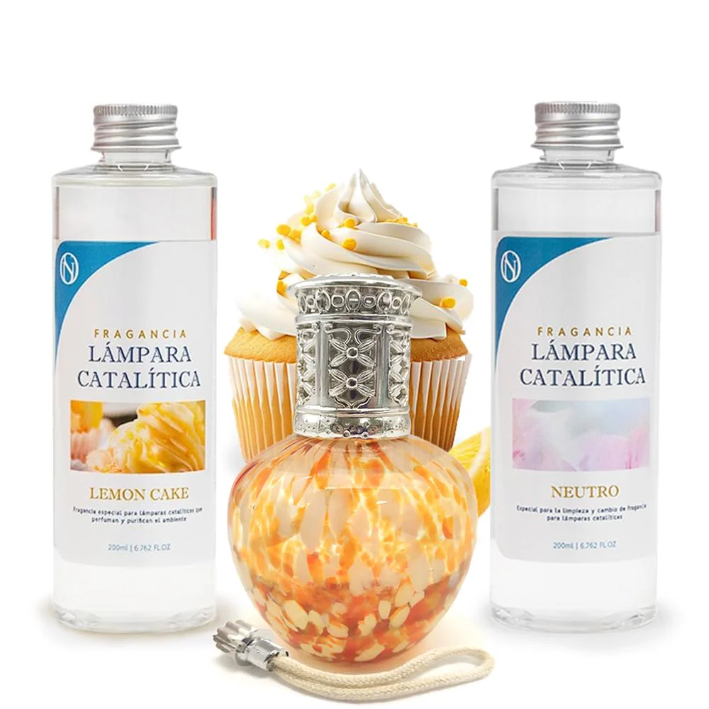 Pack Lâmpada Catalítica Drops Orange + Fragrância Lemon Cake 200ml + Produto Neutro 200ml + Pavio Substituição