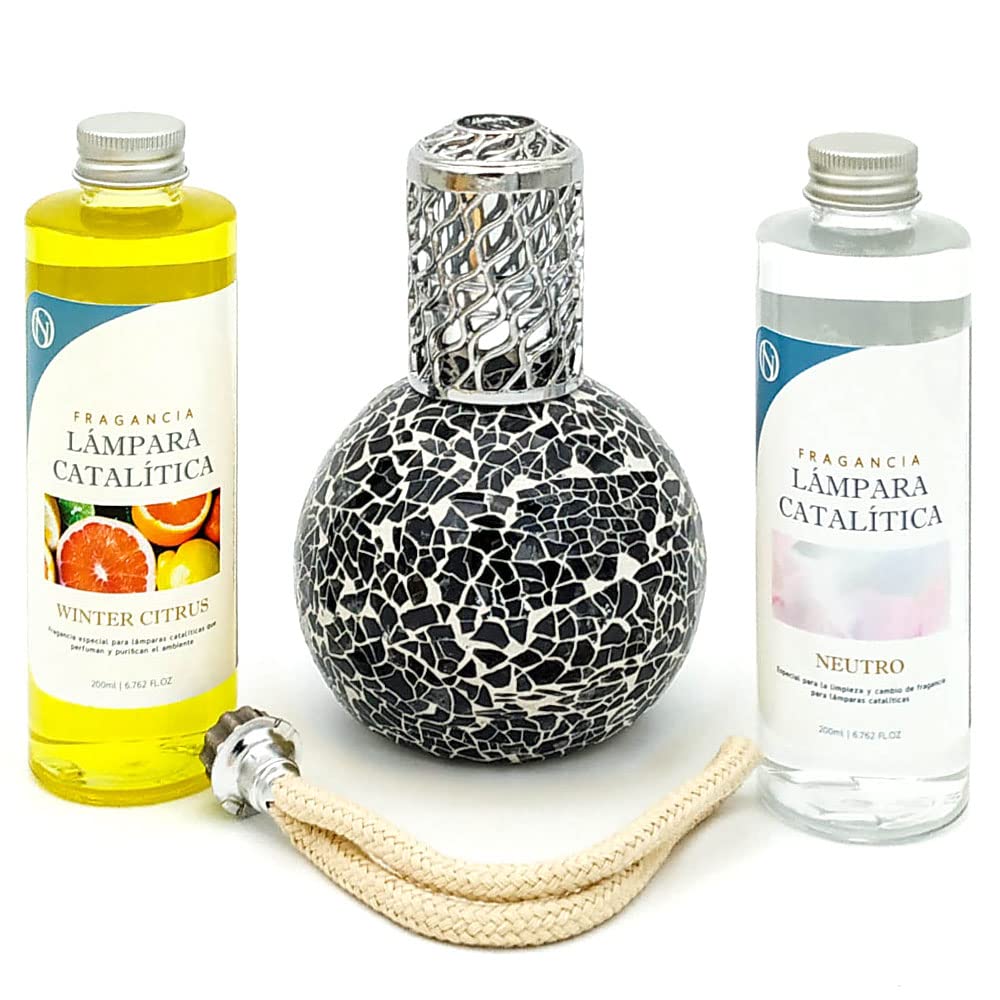 Pack Lâmpada Catalítica Mosaico Preto + Fragrância De Winter Citrus 200ml + Produto Neutro 200ml + Pavio De Substituição - Image 6