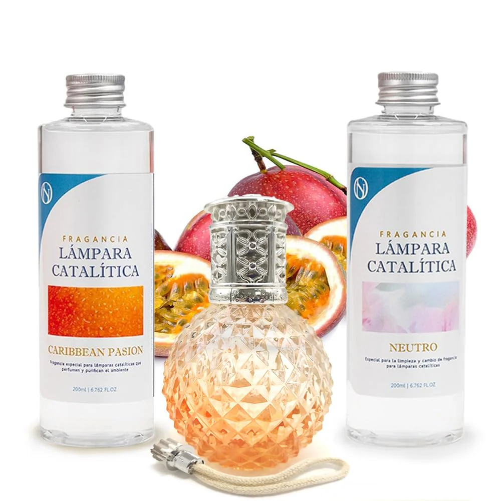 Pack Lâmpada Catalítica Orange Diamonds + Fragrância Caribbean Passion 200ml +produto Neutro 200ml + Pavio Substituição