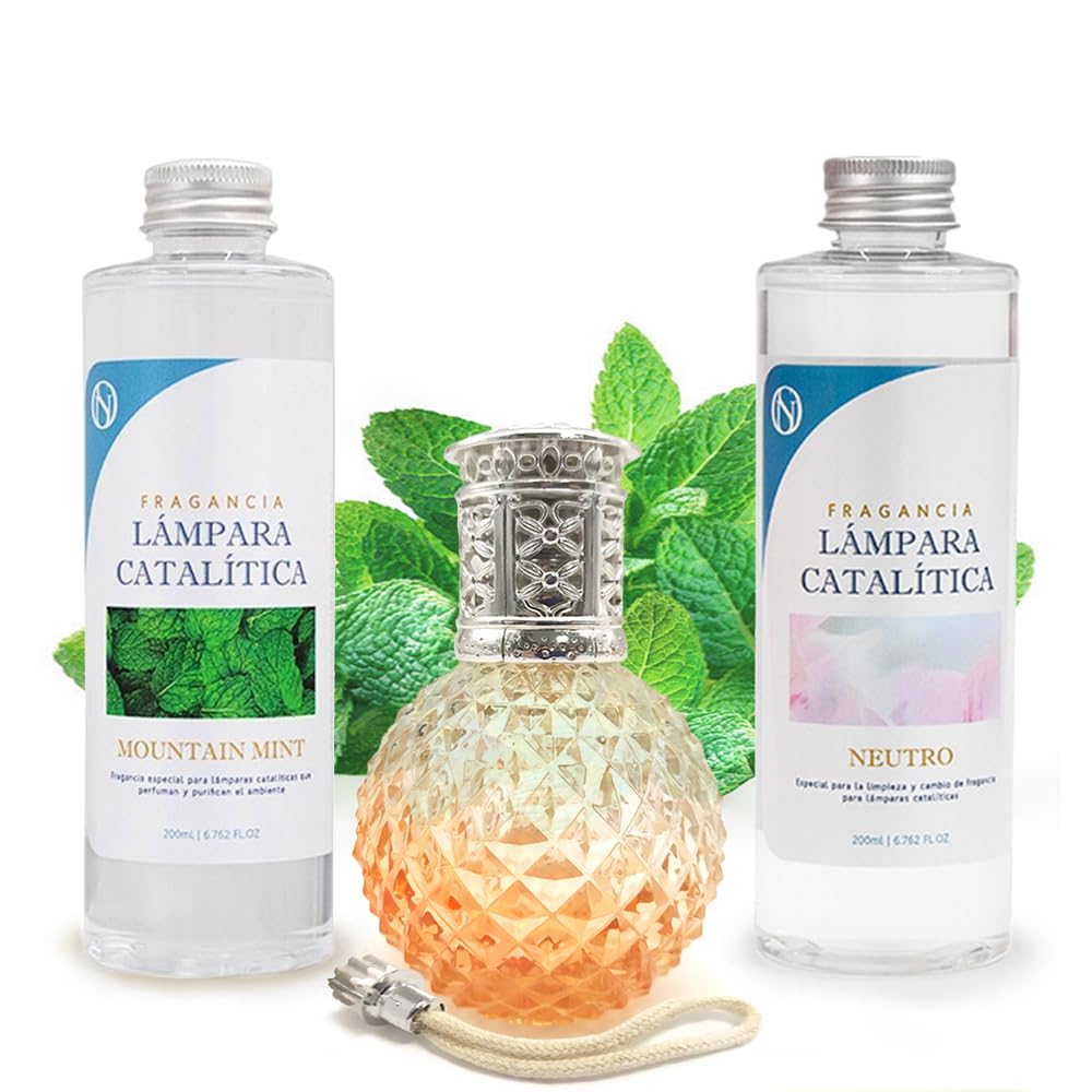 Pack Lâmpada Catalítica Orange Diamonds+ Fragrância Mountain Mint 200ml + Produto Neutro 200ml + Pavio Substituição