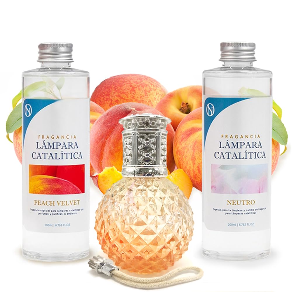 Pack Lâmpada Catalítica Orange Diamonds + Fragrância Peach Velvet 200ml + Produto Neutro 200ml + Pavio Substituição