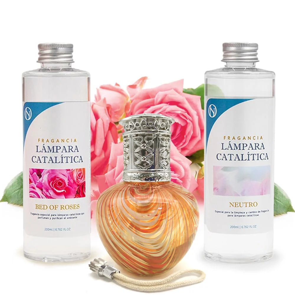 Pack Lâmpada Catalítica Orange Waves + Fragrância Bed Of Roses 500ml +neutro 200ml + Pavio Substituição