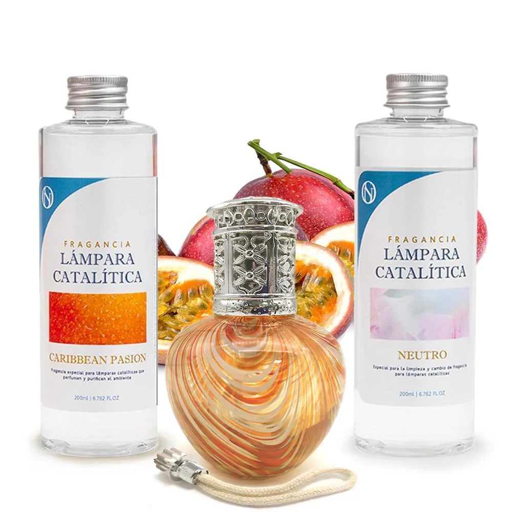 Pack Lâmpada Catalítica Orange Waves + Fragrância Caribbean Passion 200ml + Produto Neutro 200ml + Pavio Substituição