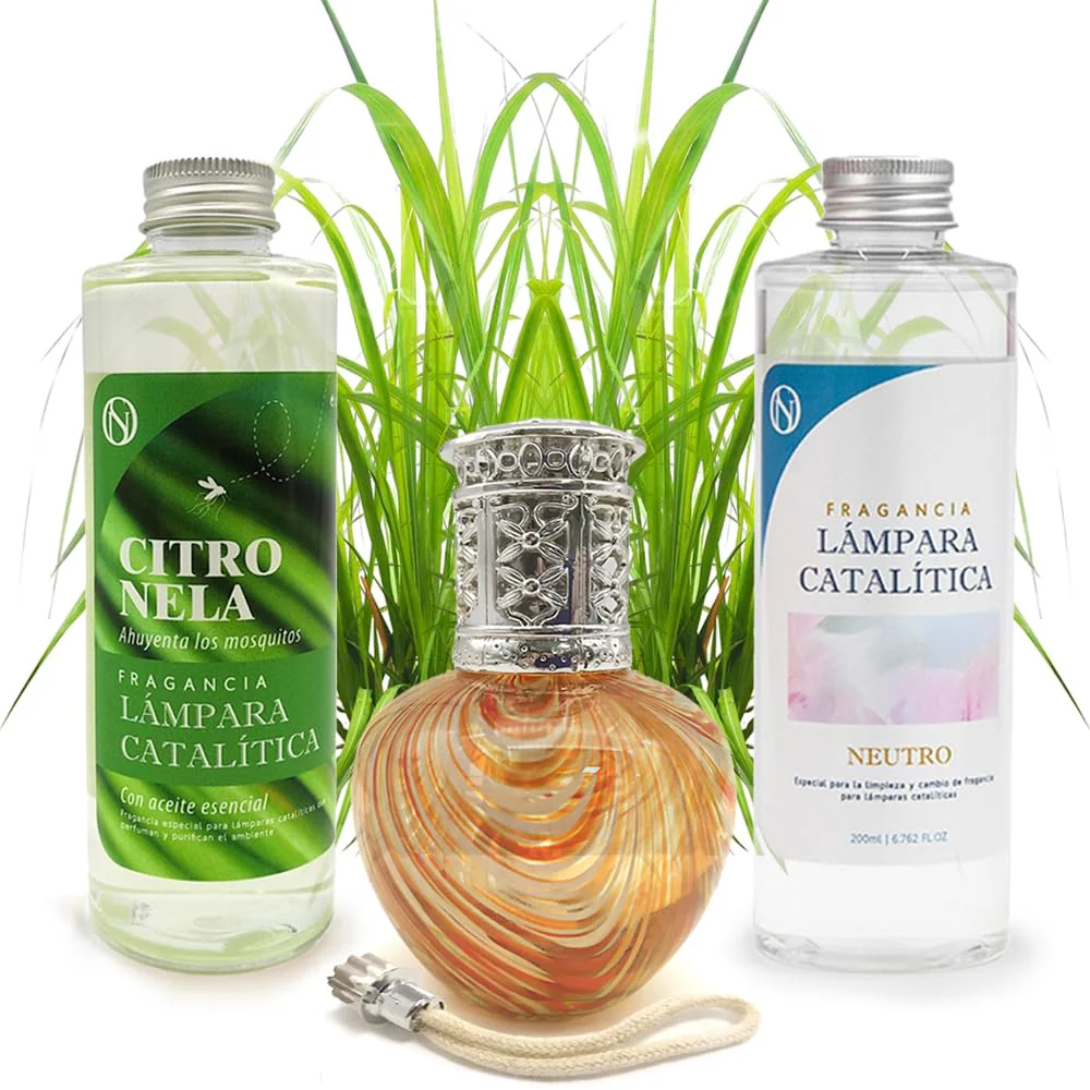 Pack Lâmpada Catalítica Orange Waves + Fragrância Citronela 200ml + Produto Neutro 200ml + Pavio Substituição