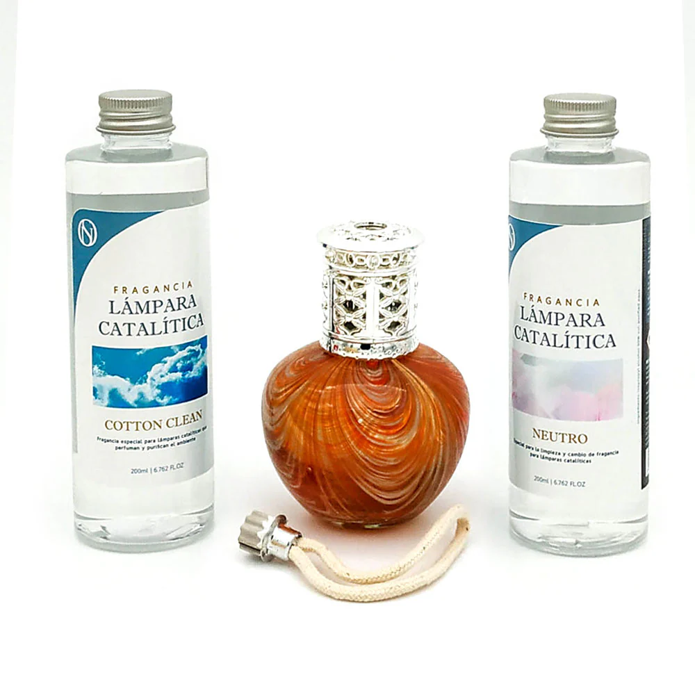 Pack Lâmpada Catalítica Orange Waves + Fragrância Cotton Clean 500ml +neutro 200ml + Pavio Substituição