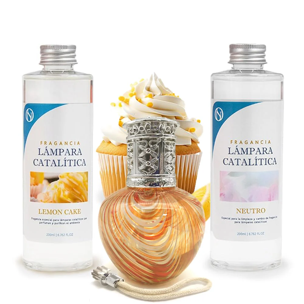 Pack Lâmpada Catalítica Orange Waves + Fragrância Lemon Cake 200ml + Produto Neutro 200ml + Pavio Substituição
