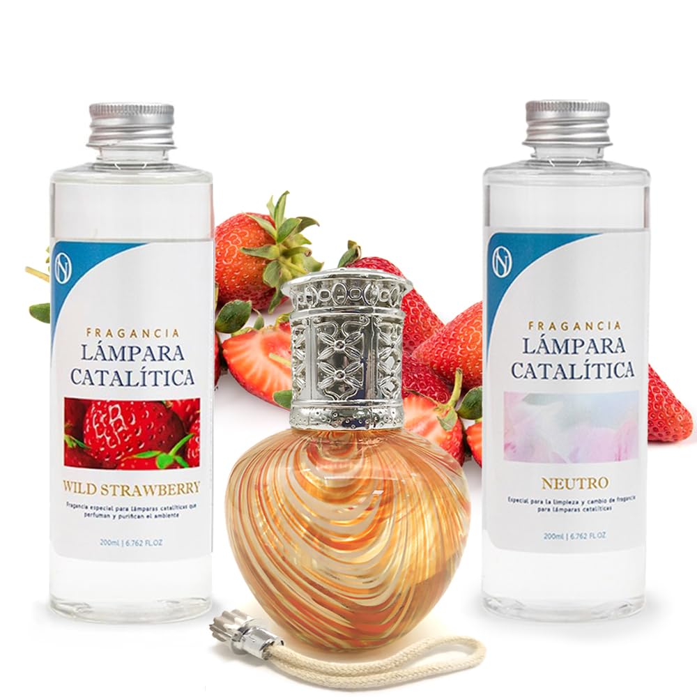 Pack Lâmpada Catalítica Orange Waves + Fragrância Wild Strawberry 500ml + Produto Neutro 200ml + Pavio Substituiçao