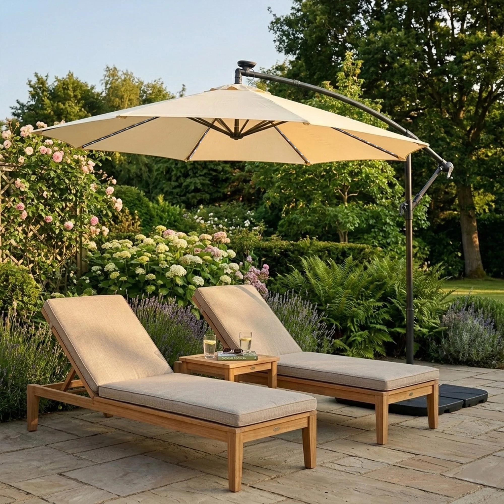 Parasol Excéntrico Led De 3 M – Crema - Image 4