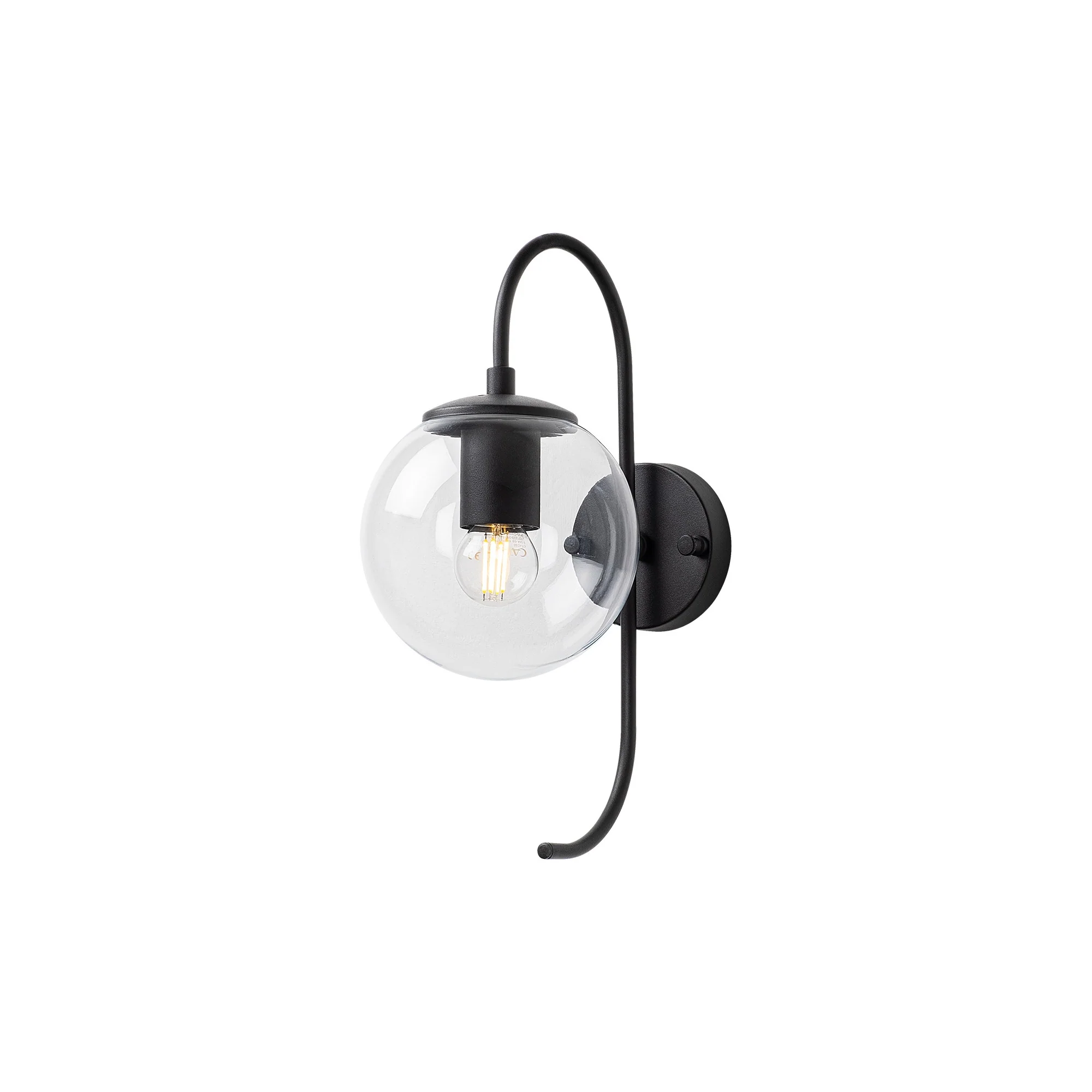 Parede Aplique Tela Transparente, Metal, Preto, 15x27x36, E14 Max 15 W
