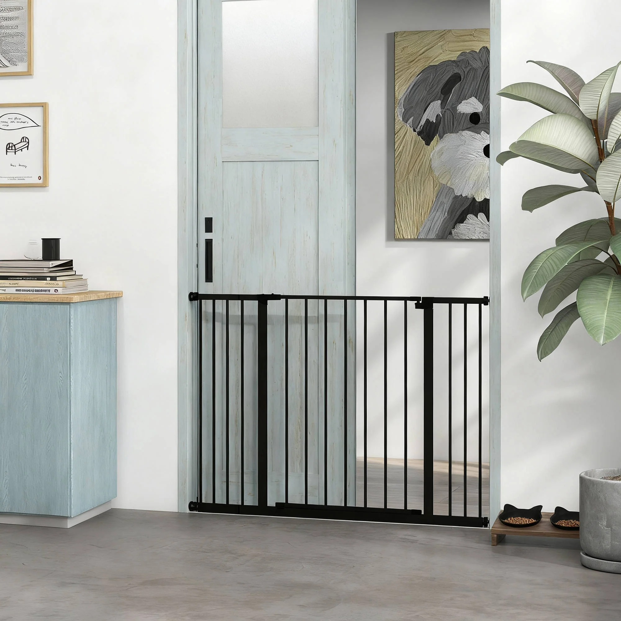 Pawhut Barrera De Seguridad Extensible Puertas Escaleras Metálica Para Perros - Image 2