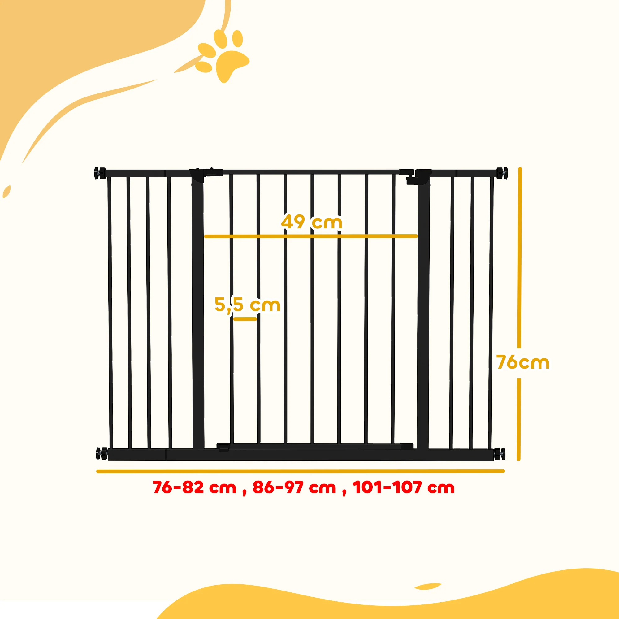 Pawhut Barrera De Seguridad Extensible Puertas Escaleras Metálica Para Perros - Image 3